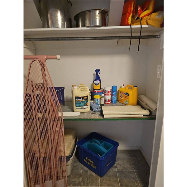 Household Cleaning Lot with Supplies and Pots