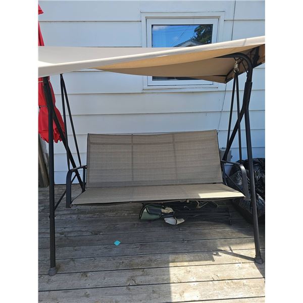 Outdoor Swing With Canopy and Two Folding Arm