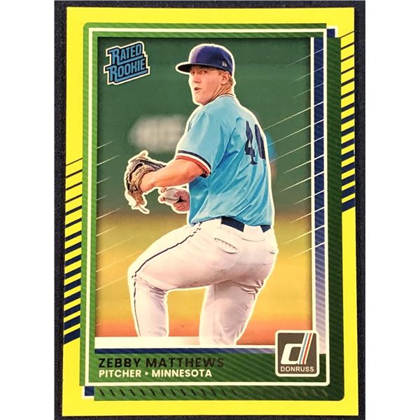 2025 DONRUSS BASEBALL YELLOW FLASH ZEBBY MATTHEWS ROOKIE CARD