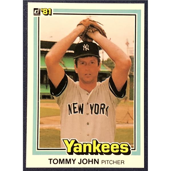 1981 DONRUSS BASEBALL TOMMY JOHN