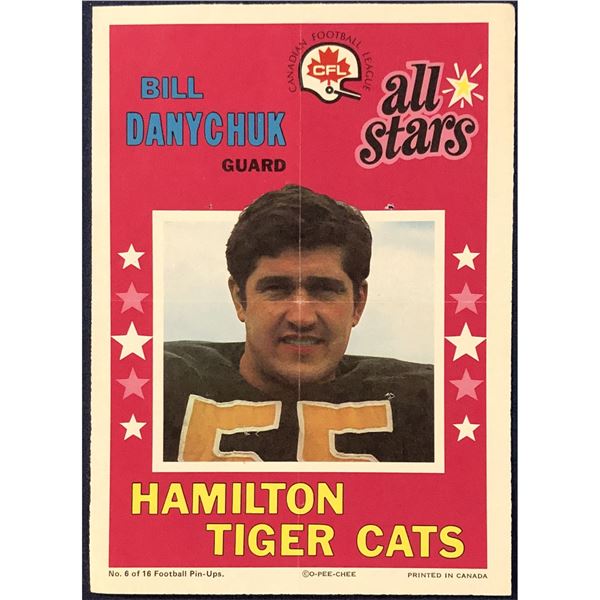 1971 O-PEE-CHEE CFL INSERT POSTER - BILL DANYCHUK