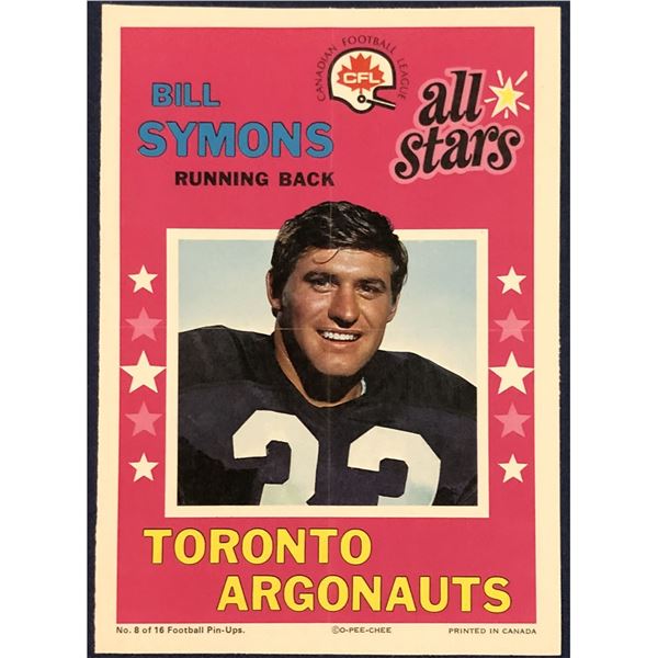 1971 O-PEE-CHEE CFL INSERT POSTER - BILL SYMONS (HOF)