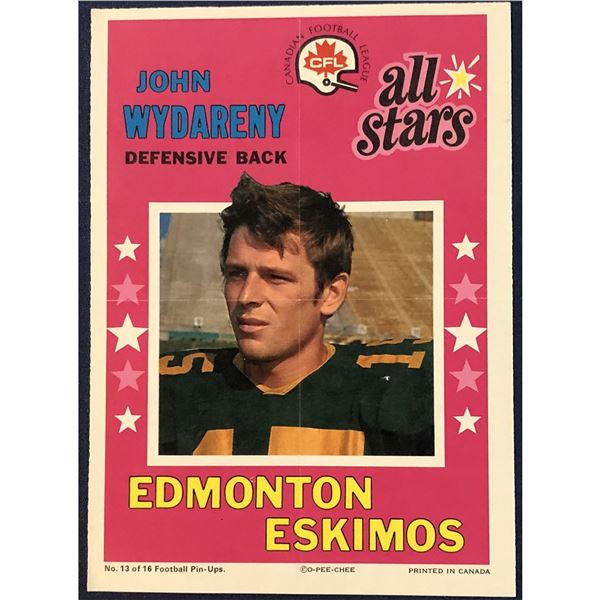 1971 O-PEE-CHEE CFL INSERT POSTER - JOHN WYDARENY