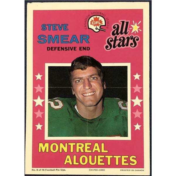 1971 O-PEE-CHEE CFL INSERT POSTER - STEVE SMEAR