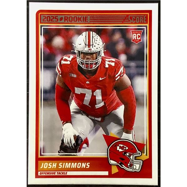 2025 PANINI SCORE JOSH SIMMONS ROOKIE CARD