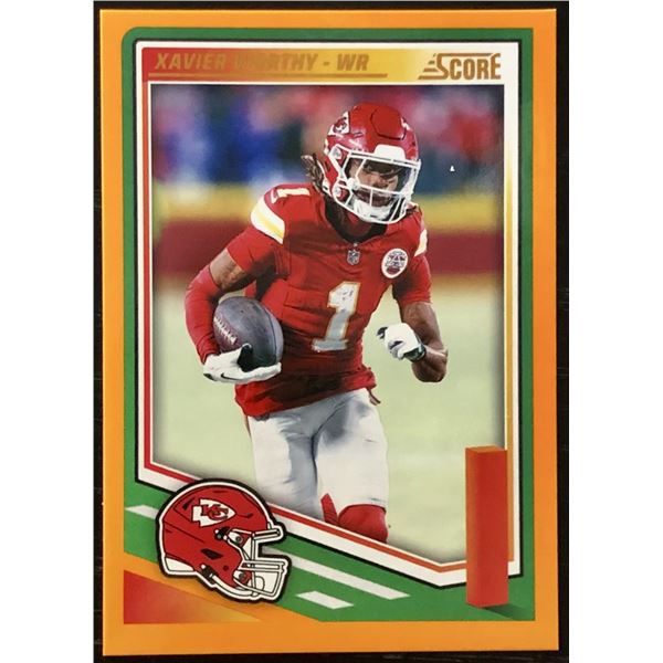 2025 PANINI SCORE ORANGE PARALLEL XAVIER WORTHY ROOKIE CARD