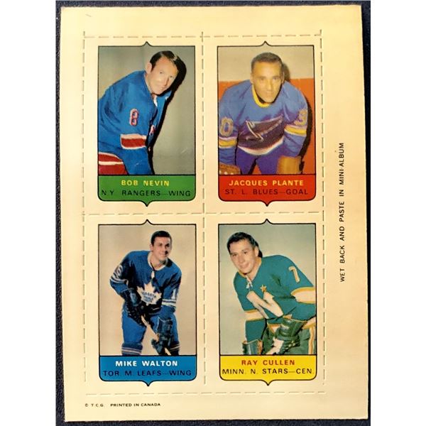 1969-70 O-PEE-CHEE HOCKEY 4-IN-1 JACQUES PLANTE (HOF)