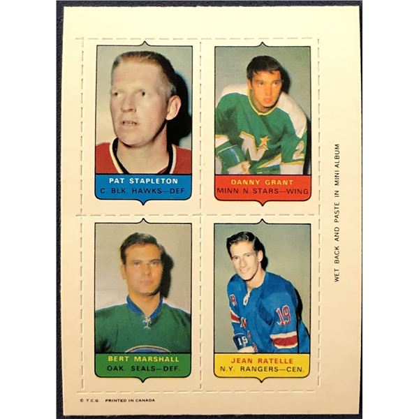1969-70 O-PEE-CHEE HOCKEY 4-IN-1 JEAN RATELLE (HOF)
