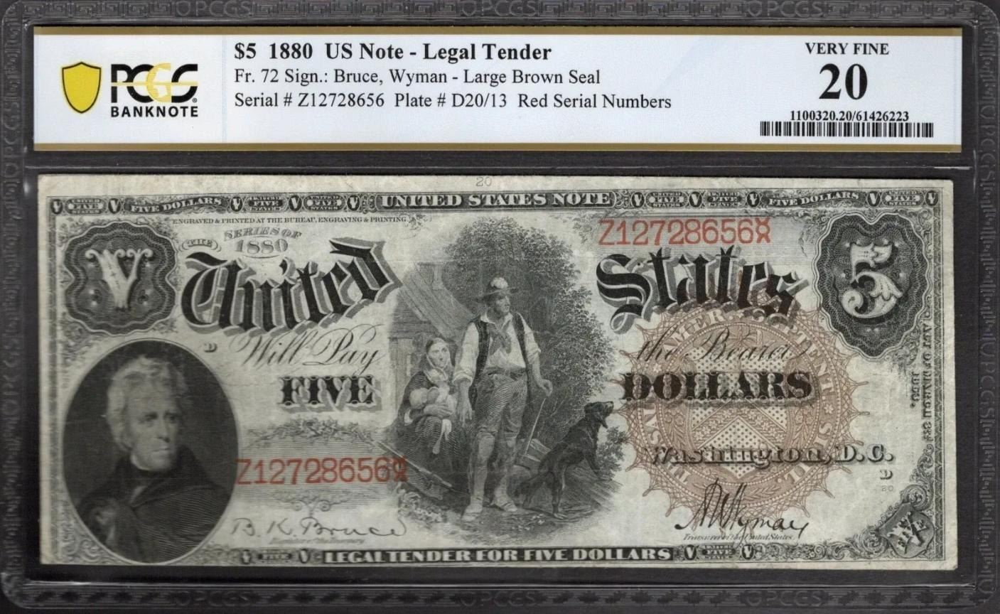 1880 $5 Legal Tender Note PCGS 20