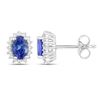 Image 2 : Plated Rhodium 0.88ctw Tanzanite and Lab Diamond Earrings
