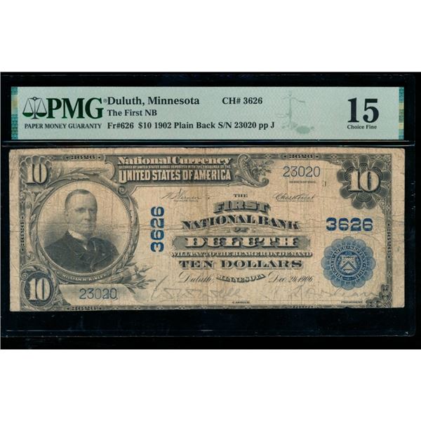 1902 $10 Duluth MN National PMG 15