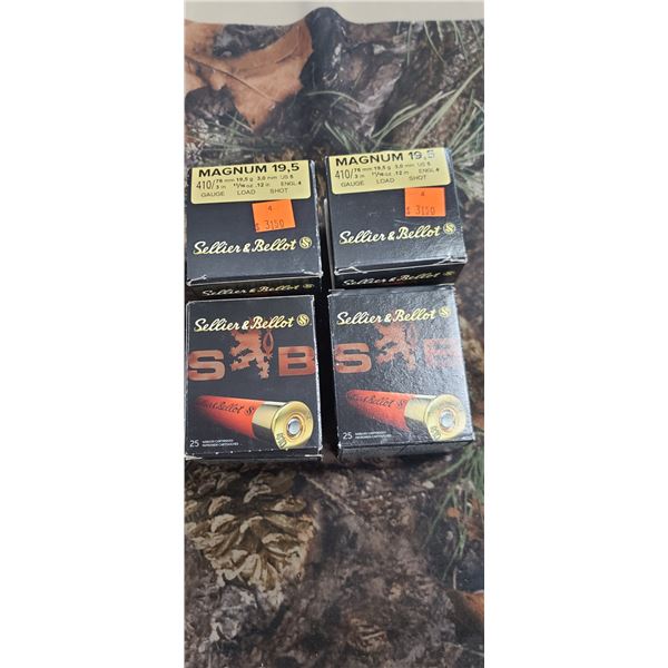 4 BOXES SELLIER & BELLOT MAGNUM 19.5 410 GAUGE #5 3" 11/16oz 25 ROUNDS PER BOX NO SHIPPING ON AMMUNT