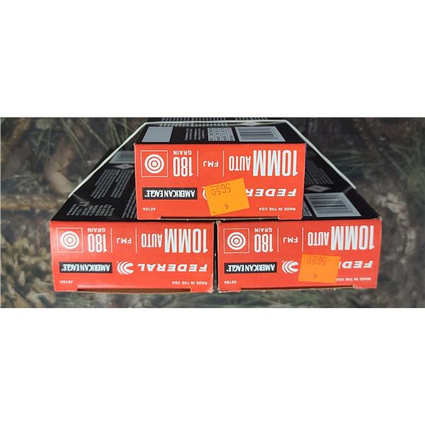 3 BOXES 10MM AUTO, FEDERAL AMERICAN EAGLE FMJ 180 GRAIN 50 ROUNDS PER BOX NO SHIPPING ON AMMUNTION