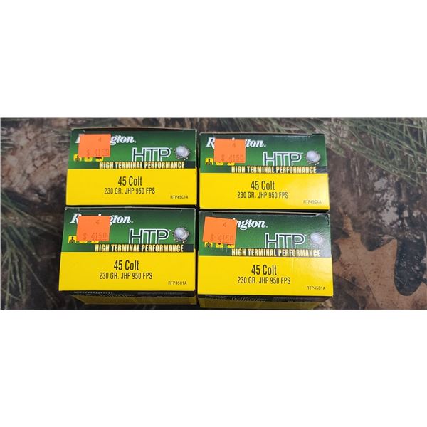 4 BOXES COLT REMINGTON HTP, JHP 230 GRAIN 950FPS 20 ROUNDS PER BOX NO SHIPPING ON AMMUNTION