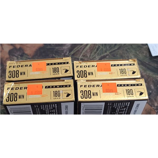 4 BOXES 308 WIN. FEDERAL PREMIUM TROPHY CONDES TIP 180 GRAIN 20 ROUNDS PER BOXES NO SHIPPING ON AMMU