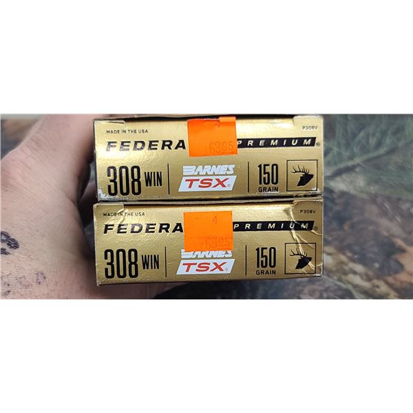 2 BOXES 308 WIN. FEDERAL PREMIUM BARNES TSX 150 GRAIN 20 ROUNDS PER BOX NO SHIPPING ON AMMUNTION