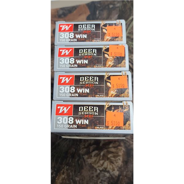 4 BOXES 308 WINCHESTER DEER SEASON XP 150 GRAIN 20 ROUNDS PER BOX NO SHIPPING ON AMMUNTION