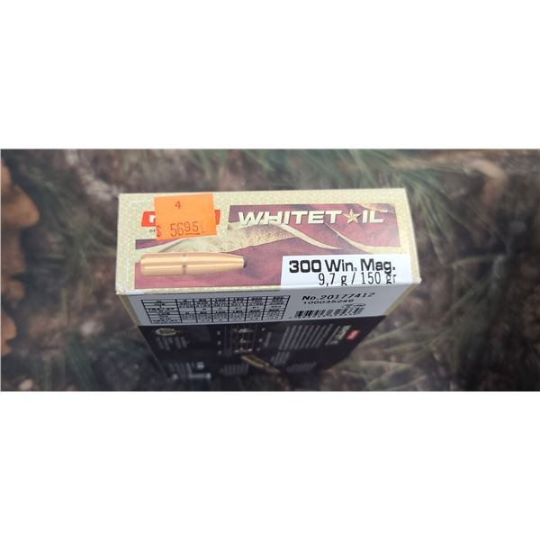 1 BOX 300 WIN MAG. NORMA WHITEAIL 9.7G/150 GRAIN 20 ROUNDS PER BOX NO SHIPPING ON AMMO