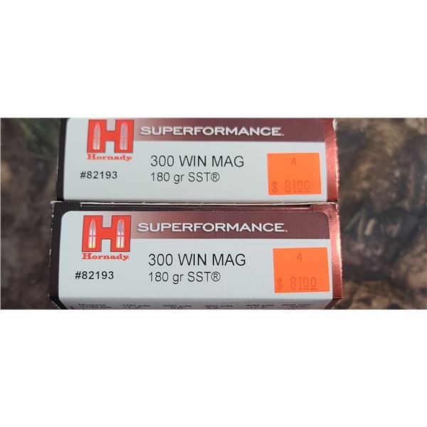 2 BOXES 300 WIN MAG. HORNADY SUPERFORMANCE SST 180 GRAIN  20 ROUNDS PER BOX NO SHIPPING ON AMMO