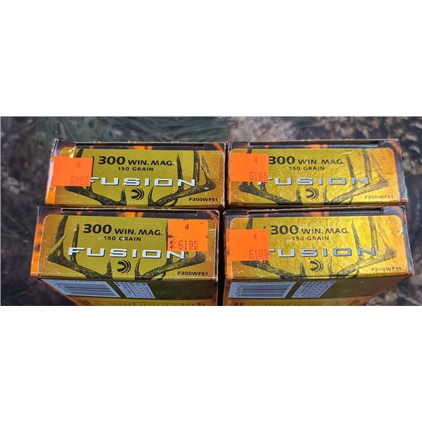 4 BOXES 300 WIN MAG. FUSION 150 GRAIN  20 ROUNDS PER BOX NO SHIPPING ON AMMO