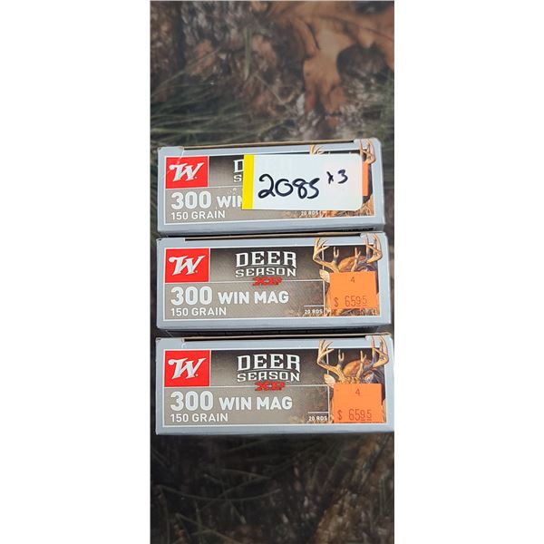 3 BOXES WIN. MAG. WINCHESTER DEER SEASON XP 150 GRAIN 20 ROUNDS PER BOX NO SHIPPING ON AMMUNTION