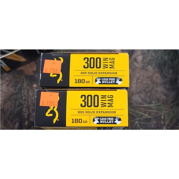 2 BOXES 300 WIN MAG. BROWNING 3XS SOLID EXPANSION 180 GRAIN LEAD FREE BULLET 20 ROUNDS PER BOX NO SH