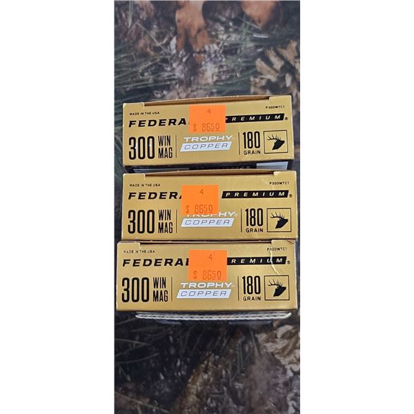 3 BOXES 200 WIN. MAG. FEDERAL PREMIUM TROPHY COPPER  180 GRAIN 20 ROUNDS PER BOX NO SHIPPING ON AMMU