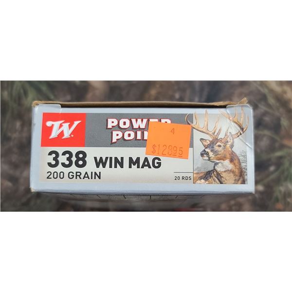 1 BOX 338 WIN.MAG. WINCHESTER POWER POINT 200 GRAIN 20 ROUNDS PER BOX NO SHIPPING ON AMUUNTION