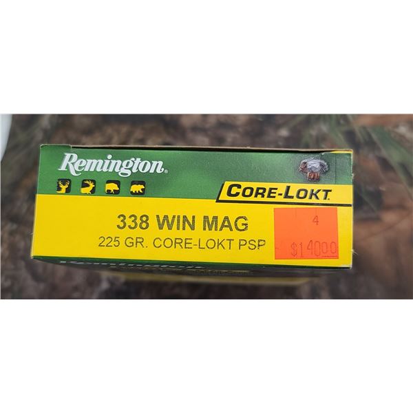 1 BOX 338 WIN.MAG. REMINGTON CORE-LOKT PSP 225 GRAIN 20 ROUNDS PER BOX NO SHIPPING ON AMUUNTION