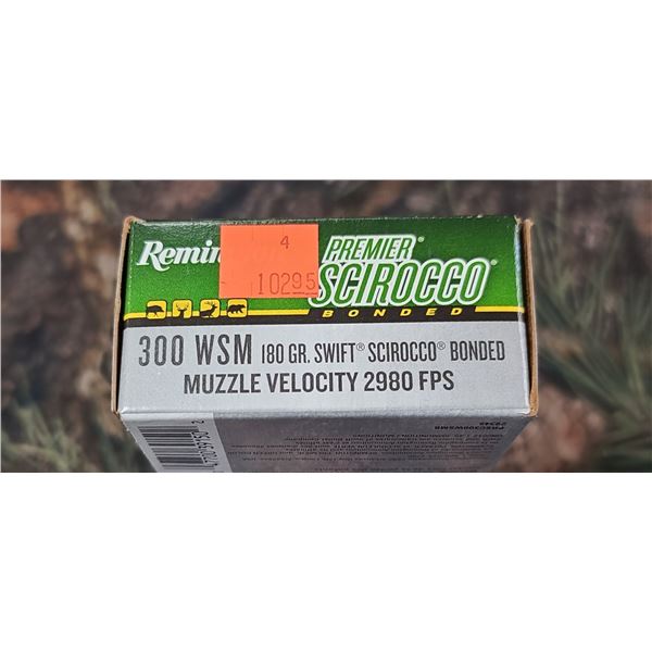 1 BOX 300 WSM REMINGTON PREMIER SWIFT SCIOCCO BONDED 180 GRAIN 2980 FPS 20 ROUNDS PER BOX NO SHIPPIN