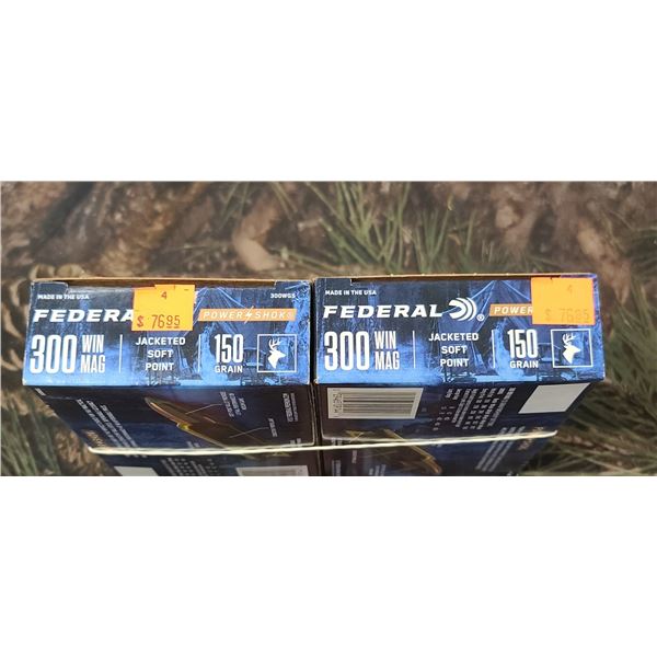 2 BOXES 300 WIN MAG. FEDERAL POWER SHOK JACKETED SOFT POINT 150 GRAIN 20 ROUNDS PER BOX NO SHIPPING 