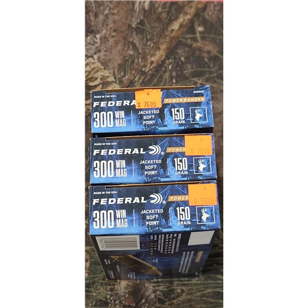 2 BOXES 300 WIN MAG. FEDERAL POWER SHOK JACKETED SOFT POINT 150 GRAIN 20 ROUNDS PER BOX NO SHIPPING 