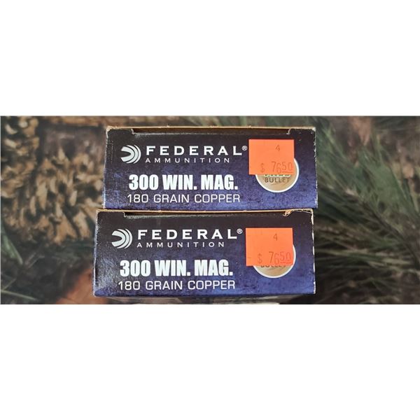 2 BOXES 300 WIN MAG. FEDERAL POWER SHOK COPPER BULLET 180 GRAIN 20 ROUNDS PER BOX NO SHIPPING ON AMM