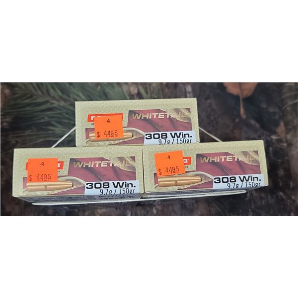 3 BOXES 308 WIN NORMA WHITETAIL PRECISION SOFT POINT 150 GRAIN 20 ROUNDS PER BOX NO SHIPPING ON AMMU
