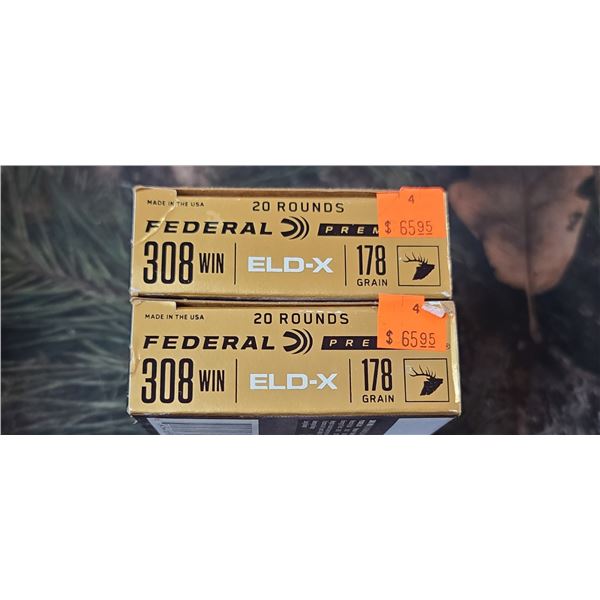 2 BOXES 308 WIN FEDERAL PREMIUM ELD-X 178 GRAIN 20 ROUNDS PER BOX NO SHIPPING ON AMMUNTION