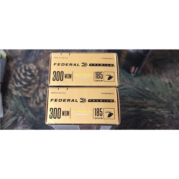 2 BOXES 300 WSM FEDERAL PREMIUM BERGER HYBRID HUNTER 185 GRAIN 20 ROUNDS PER BOX NO SHIPPING ON AMMO