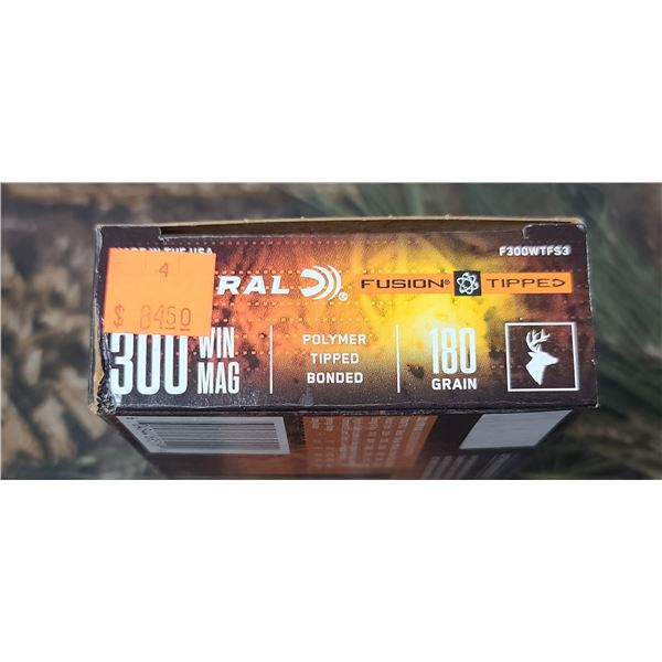 2 BOXES 300 WIN. MAG. FEDERAL FUSION TIPPED, POLYMER TIPPED BONDED 180 GRAIN 20 ROUNDS PER BOX NO SH