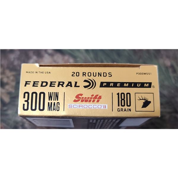 1 BOX 300 WIN. MAG FEDERAL PREMIUM SWIFT SCIROCCO 180 GRAIN 20 ROUNDS PER BOX NO SHIPPING ON AMMO