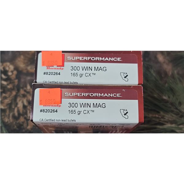 2 BOX 300 WIN MAG, HORNADY SUPERFORAMCE CX 165 GRAIN 20 ROUNDS PER BOX NO SHIPPING ON AMMUNTION