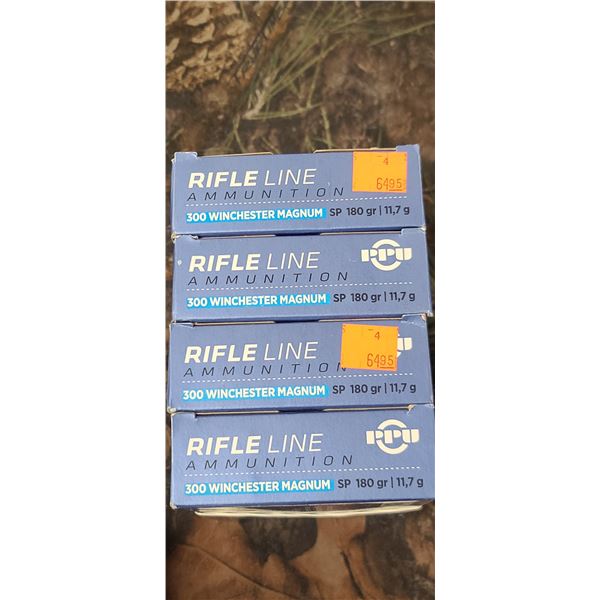 4 BOXES 300 WIN MAG, RIFLE LINE SP, 180 GRAIN 20 ROUNDS PER BOX NO SHIPPING ON AMMUNTION