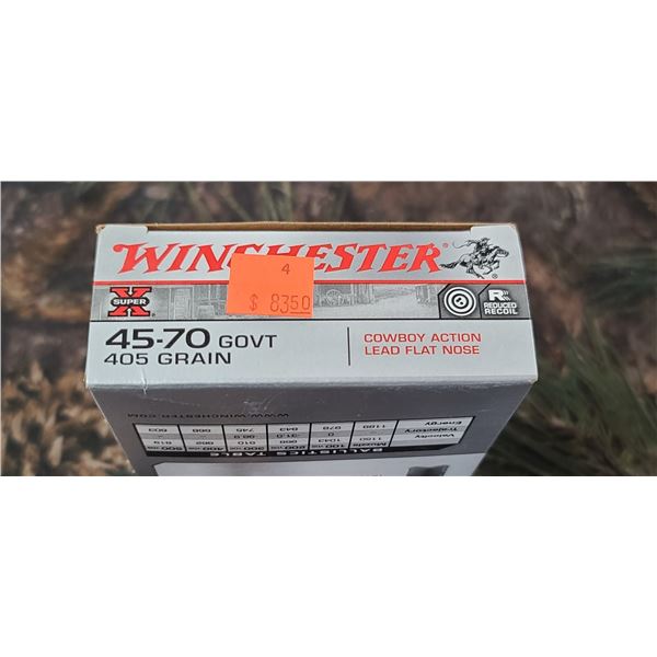 1 BOX 45-70 GOV'T WINCXHESTER SUPER X TARGET, COWBOY ACTION LEAD FLAT NOSE 405 GRAIN 20 ROUNDS PER B