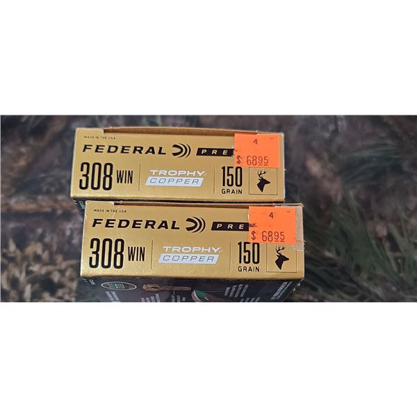 2 BOXES 308 WIN. FEDERAL PREMIUM TROPHY COPPER, 150 GRAIN 20 ROUNDS PER BOX NO SHIPPING ON AMMUNTION