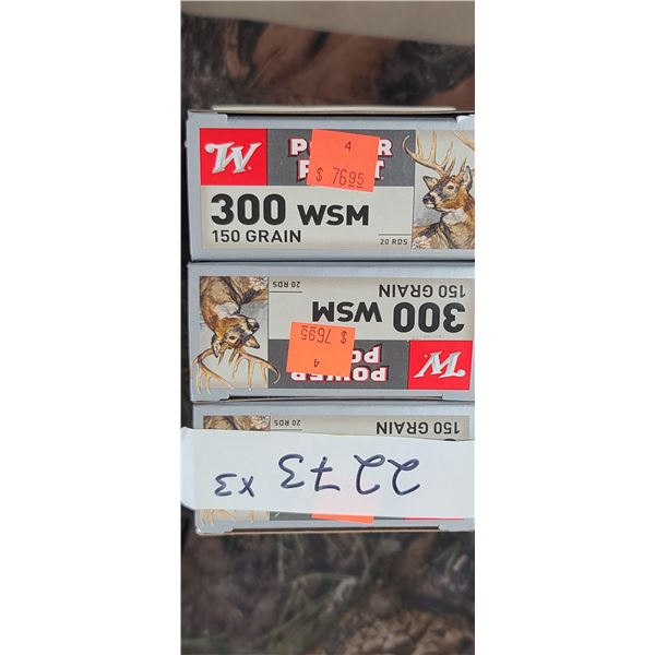 3 BOXES 300 WSM, WINCHESTER POWER POINT, 150 GRAIN 20 ROUNDS PER BOX NO SHIPPING ON AMMUNTION