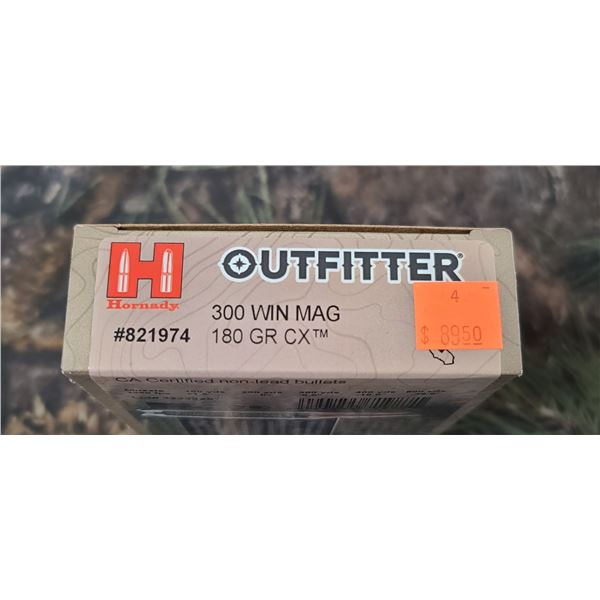 1 BOX 300 WIN MAG, HORNADY OUTFITTER CX, 180 GRAIN, 20 ROUNDS PER BOX NO SHIPPING ON AMMUNTION