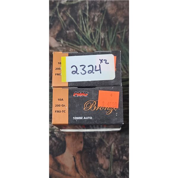 2 BOXES 10MM AUTO, PMC BRONZE, FMJ-TC, 200 GRAIN 1050FPS 50 ROUNDS PER BOX NO SHIPPING ON AMMUNTION