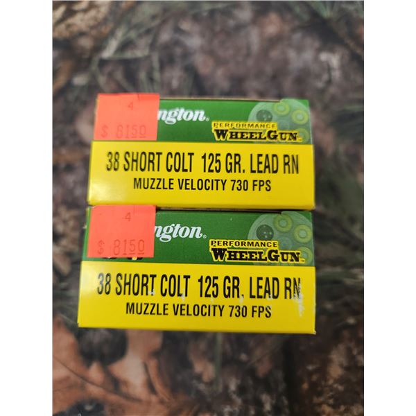 TWO BOXES OF .38 SHORT COLT, 125GR. LEAD RN 730FPS - REMINGTON PERFORMANCE WHEEL GUN