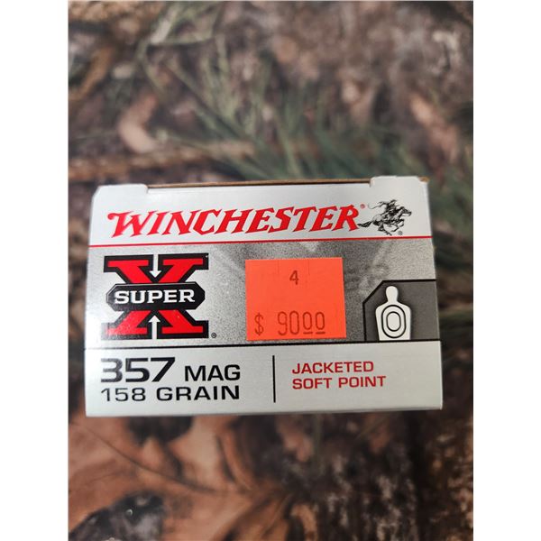 ONE BOX OF .357 WINCHESTER SUPER X, JACKETED SOFT POINT, 158GR. 50 ROUNDS