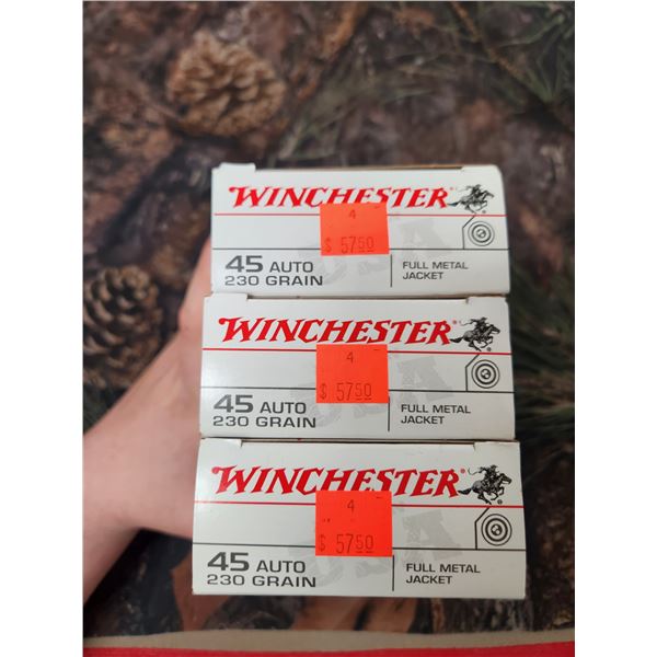 THREE BOXES OF .45 AUTO - WINCHESTER TARGET -FMJ - 230GR. 50 ROUNDS PER BOX