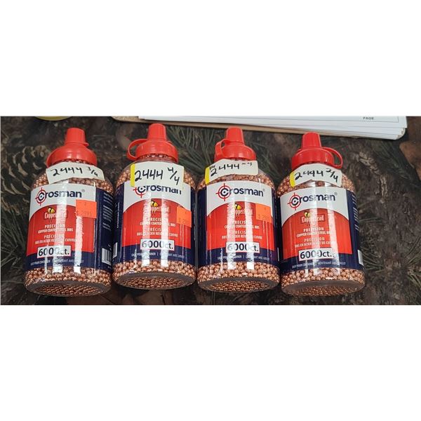 FOUR BOTTLES OF CROSSMAN STEEL BB'S 4.5MM COPPER COATED STEEL - 6,00 PER BOTTLE