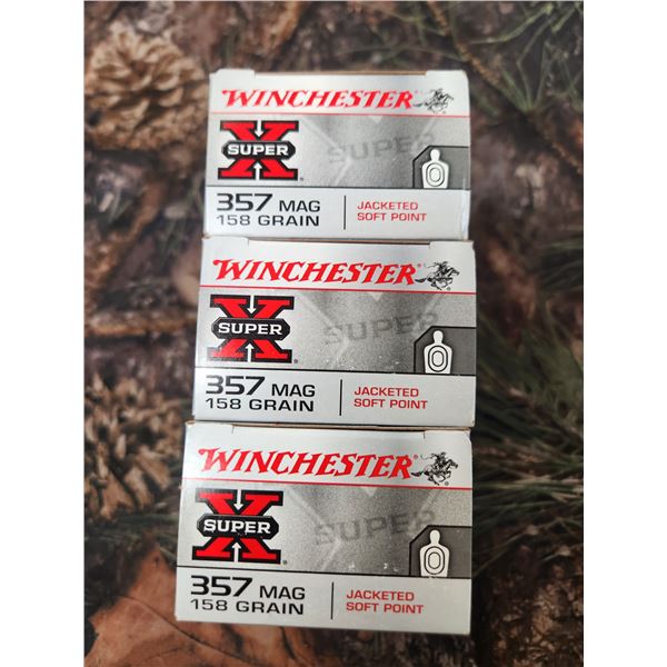 THREE BOXES OF .357 MAG - WINCHESTER SUPER X JACKETED SOFT POINT, 158GR. 50 ROUNDS PER BOX
